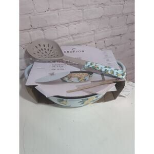 New CROFTON Farmhouse Cast Iron Braiser Lemon Print & Matching Skimmer